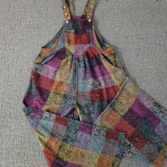 Pants - Womens Plaid Oversize Wide Leg Overalls Size S Colorblock Artsy Cottagecore